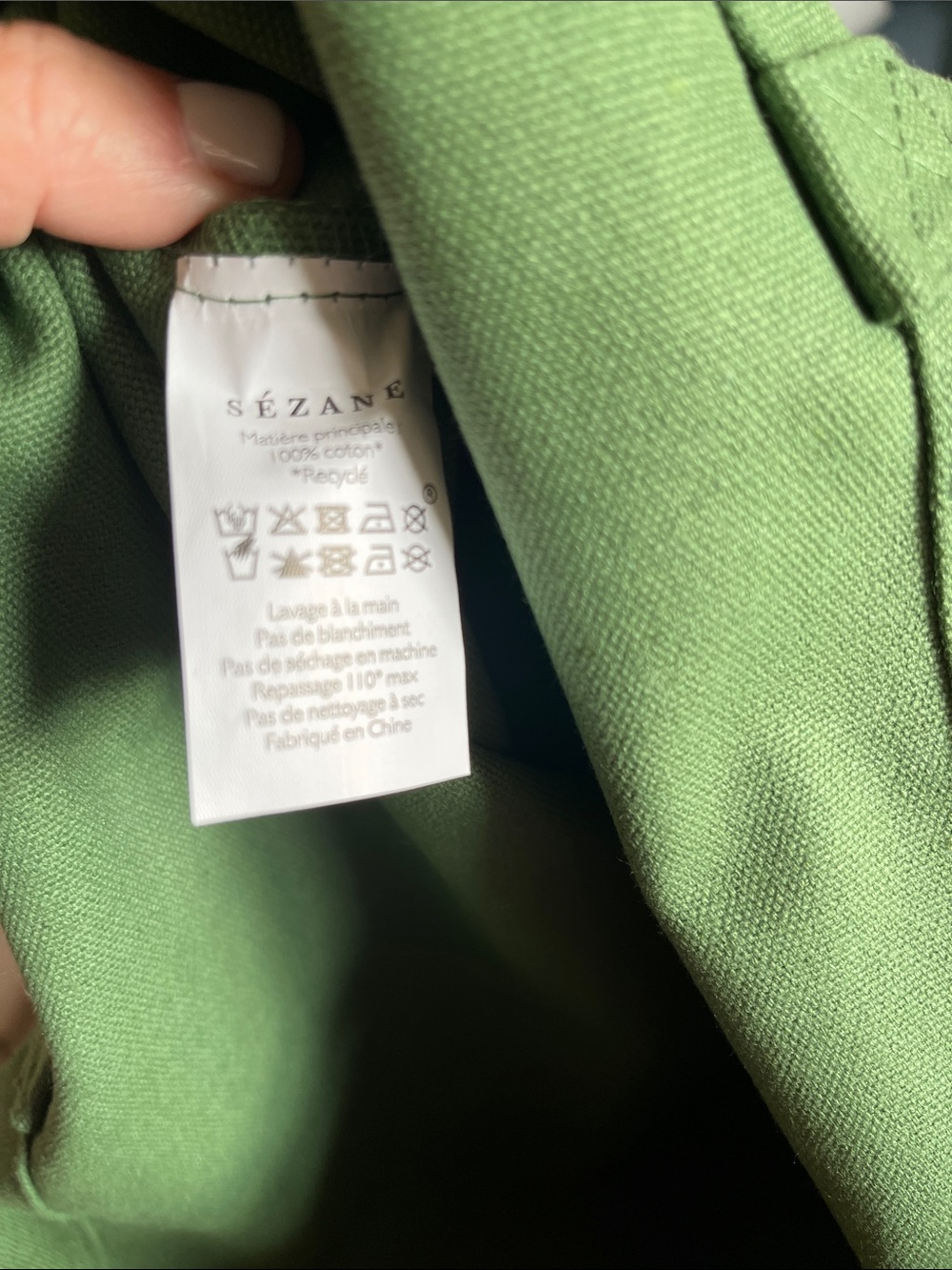 SEZANE Green East Hampton French Amour Tour Cotton Tote REUSABLE CATCHALL BAG - Picture 7 of 10